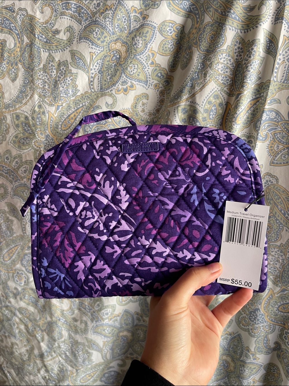 Vera Bradley Purple Floral Quilted Medium Travel Organizer